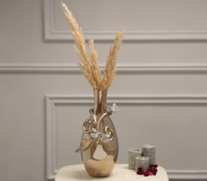 Vase décoratif de luxe en acier inoxydable/laiton doré, design moderne abstrait en spirale, écologique, de haute qualité, pour la maison, le bureau, l'hôtel - Product Image 5