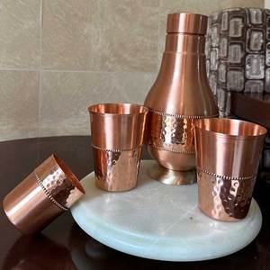 Bouteille d'eau en cuivre pur faite à la main pour enfants Bouteille artisanale indienne de haute qualité - Product Image 3