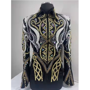 Traje de espectáculo de equitación para hombres y mujeres Chaqueta de espectáculo occidental con pantalones de diseño personalizado y camisa con botones a presión - Product Image 2