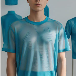 Crew Neck Sheer Mesh T <b>Shirts</b> Men Women Fishnet <b>Swim</b> Beach Wear Tee <b>Shirt</b> Street Style Drop Shoulder Mesh T-<b>Shirts</b> Unisex - Product Image 2
