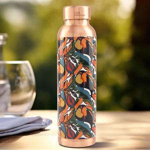 White & Blue Floral Design Printed <b>Copper</b> <b>Water</b> <b>Bottle</b> for Ayurvedic Health Benefits Leak Proof Eco Friendly & Durable Design - Product Image 6