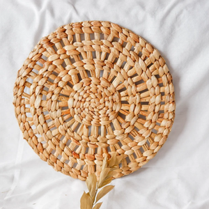 Handmade Natural Water Hyacinth Round Placemat <b>Tight</b> Weave Table Mat - Product Image 1