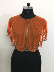 UAE Dubai Best-Selling Net Fabric Hand Beads Work Ponchos Top Shrug Blouse <b>Cardigan</b> Shirt Style Dress Night Party Club Prom Wear - Product Image 4