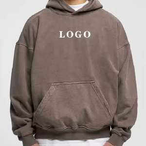 Trendy Oversized Acid Wash Hoodie For Men Vintage Wash Pullover Long Sleeve Sweatshirt Winter Drop Shoulder Hoody - Product Image 2