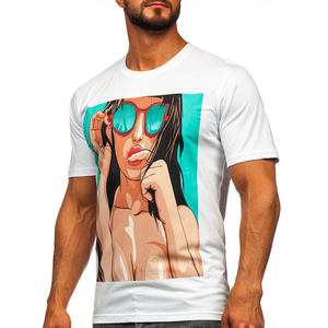 Jersey de coton biologique pur hommes de qualité supérieure directe sur film impression logo personnalisé saison d'été t-shirts - Product Image 1