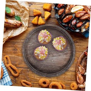 Lot de 2 plateaux décoratifs en bois de beauté naturelle Rangement d'assiettes pour organisateur de maquillage de vanité Plateaux de service - Product Image 3