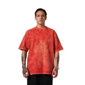 Camiseta cuadrada con lavado ácido para hombre, camisetas con timbre para hombre, Camiseta lisa de algodón de alta calidad para hombre, ropa informal, tarifa al por mayor OEM - Product Image 1