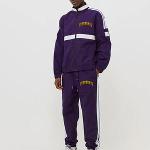 Ensemble de survêtement zippé en patchwork avec logo personnalisé, veste de survêtement imperméable coupe-vent, ensemble deux pièces en coton, survêtement coupe-vent pour homme - Product Image 3