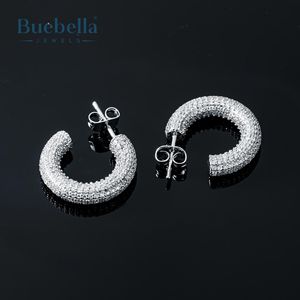Lujo oro blanco 925 plata esterlina 18K oro Iced out diamante redondo Huggie aro pendiente para hombres Hip Hop pendientes - Product Image 2