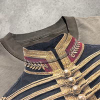 T-shirt imprimé personnalisé, motif uniforme Napoléon vintage, impression trompe-l'œil, T-shirt homme surdimensionné en coton épais