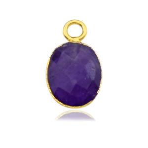 Dije de Amatista, Piedra Ovalada Facetada de 8x10 mm, Chapado en Oro, Pequeño Colgante de Granate para Joyería - Product Image 2
