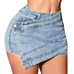 Verano Vintage Y2k cintura alta lavado Skinny <span class=keywords><strong>Cargo</strong></span> Denim Short Jean Mini falda Mujer - Product Image 1
