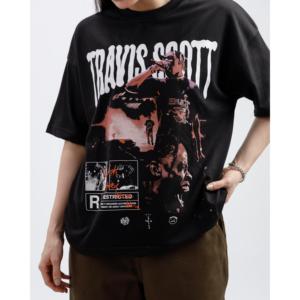 T-shirt de sport Travis Scott 100% coton respirant avec logo brodé - Product Image 1