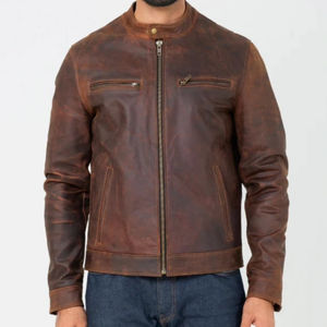 Chaqueta de Motociclista de Cuero Duradera y Elegante para Hombre, Cuello Camisero, Impermeable, Resistente al Viento, Invierno, Moda Activa, Servicio OEM Frontal - Product Image 4