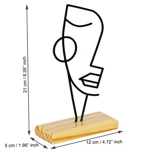 รูปปั้นหน้าโลหะสีดำหนาพร้อมฐานไม้ตกแต่งโต๊ะที่สมบูรณ์แบบเพิ่มความทันสมัยให้กับทุกห้อง - Product Image 2