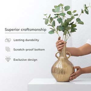 Florero de metal hecho a mano versátil y artístico con asa para regalo y decoración del hogar a granel - Product Image 5