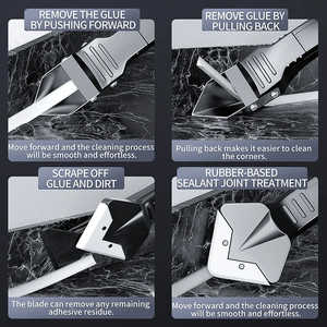 Removedor de cal de acero inoxidable 3 en 1 para baño/cocina/ventanas, raspador de sellador, limpiador de juntas, removedor de pegamento angular - Product Image 2