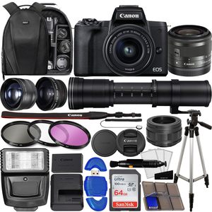Digital Mirrorless SLR Camera with 15-45mm & 420-800mm Super Zoom Lenses Wide Angle & Telephoto 64GB <b>Memory</b> <b>Card</b> 3pc HD Feature - Product Image 3
