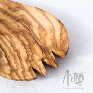 ช้อนไม้ทำด้วยมือทำจากไม้มะกอกหรูหราเสิร์ฟสลัดเครื่องมือ - Product Image 4