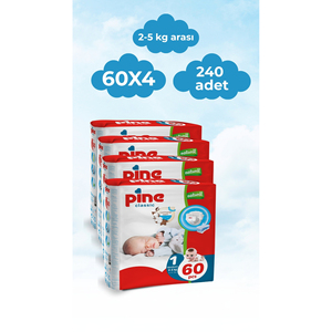 ผ้าอ้อมสำเร็จรูปสำหรับเด็กแรกเกิด 2-5 กก. 240 ชิ้น (4 แพ็ค แพ็คละ 60 ชิ้น) - Product Image 1