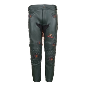 Pantalon de moto en cuir véritable de vachette vert foncé, résistant, de la marque Lazib Sports, pour hommes, motards de rue, pantalon de motard - Product Image 1