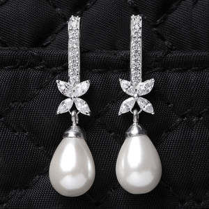 Boucles d'oreilles en argent sterling 925 de qualité supérieure avec perles pour femmes et filles, achetez de magnifiques accessoires de bijouterie - Product Image 2