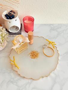 ถาดเรซิ่นทำมือคุณภาพสูงพร้อมที่รองแก้ว ชุดวางเครื่องดื่มตกแต่งสำหรับโรงแรม ร้านกาแฟ รับสั่งทำ - Product Image 4