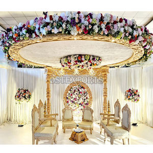 Brillante cúpula de Boda del sur de la India Mandap tradicional dorado pulido fibra tallada Pilar Redondo Mandapam decoraciones precios directos - Product Image 5
