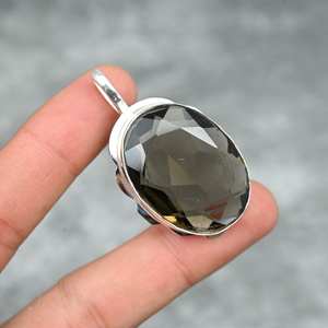 Pendentif en topaze fumée, argent sterling 925, bijoux en pierres précieuses faits à la main, collier, cadeau élégant pour femmes - Product Image 3