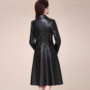 เสื้อโค้ทหนังผู้หญิงแฟชั่นฤดูหนาว ดีไซน์ยาวทันสมัย เนื้อผ้านุ่ม สวมใส่สบายๆ - Product Image 2