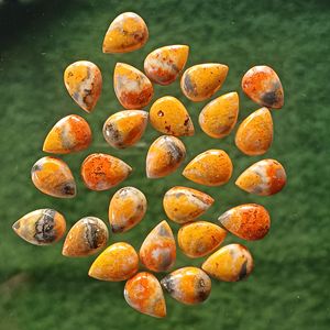 Bumble <b>Bee</b> Jasper Cabochon Natural Opal Orange 7x10mm Loose Gemstone Oval Pear Shape Calibrated Jewelry Bulk Supply - Product Image 5