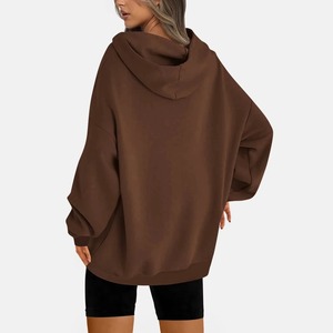 Sweat à capuche oversize pour femme, velours, coupe longue et décontractée, logo sur le devant, vêtement chaud d'hiver, marque fabricant - Product Image 5