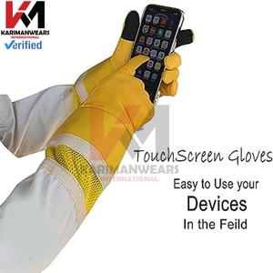 Guantes de Apicultura Transpirables Americanos, Guantes de Trabajo de Seguridad con Palma de Cuero Larga, Guantes de Protección de Piel de Oveja para Apicultores - Product Image 2