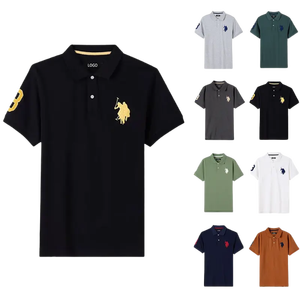 Chemises de golf décontractées pour hommes, personnalisées en gros, brodées, en coton/polyester, résistantes aux plis, respirantes, pour l'été, unies - Product Image 1