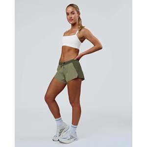 Pantalones Cortos de Running para Mujer Accelerate 3 de Tiro Medio - Verde Oliva Puro - Product Image 3