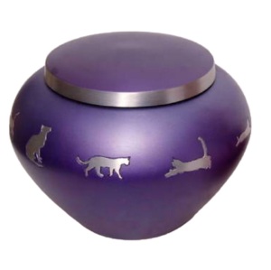 Urnes Odyssey en laiton bleu pour animaux de compagnie pour la maison funéraire Urnes de crémation Odyssey avec urne de crémation en métal à rayures en étain avec conception animale - Product Image 1
