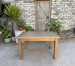 Table à manger rustique en bois antique de style campagnard français, table de ferme vintage en bois massif pour ferme, hôtel ou usage extérieur, Vietnam - Product Image 6