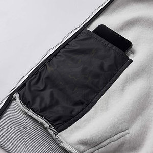 Sweats à capuche en molleton zippé pour hommes, sweat-shirt à blocs de couleurs léger et coupe ajustée avec poches zippées et manches longues à capuche - Product Image 6