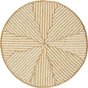 Handcrafted American Style Round <b>Beaded</b> <b>Placemats</b>/pads for Dining Table Wedding Christmas & Family Gatherings Made of Glass - Product Image 1