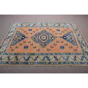 Alfombra Turca de 5,2x6,9 pies, Alfombra Vintage, Alfombra de Lana con Puntos Azules - Product Image 3