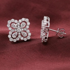 Beautiful <b>Pretty</b> Pear With Round Cut Lab Grown Diamond Tear Drop Stud <b>Earring</b> Push Back Style <b>Earring</b> Best Wedding Gift for Her - Product Image 3