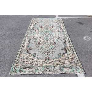 พรมตุรกีโบราณ ขนาด 4.6x9.2 ฟุต (140x280 ซม.) พรมขนสัตว์สีน้ำเงิน - Product Image 1