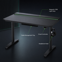 Escritorio Gaming con Altura Ajustable y Superficie Suave al Tacto, Rango de Elevación de 730-1220 mm, Motor Silencioso, Ecológico, Garantía de 3 Años para Estaciones de Trabajo de Esports