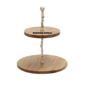 Two Tire Round Shape <b>Wooden</b> <b>Cake</b> <b>Stand</b> Premium Quality Handmade Kitchen Ware Classic Stylish Designer <b>Wooden</b> <b>Cake</b> <b>Stand</b> - Product Image 3