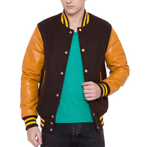 Vente directe d'usine nouveau manchon en cuir élégant hommes université en gros meilleur fournisseur CollegeBaseballjacket pour hommes expédition DDP - Product Image 1