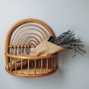 Best Selling Rattan Wall Hanging Storage Book Shelf for Home Decoration rainbow Shape Round Wall-mounted Shelves - Product Image 6