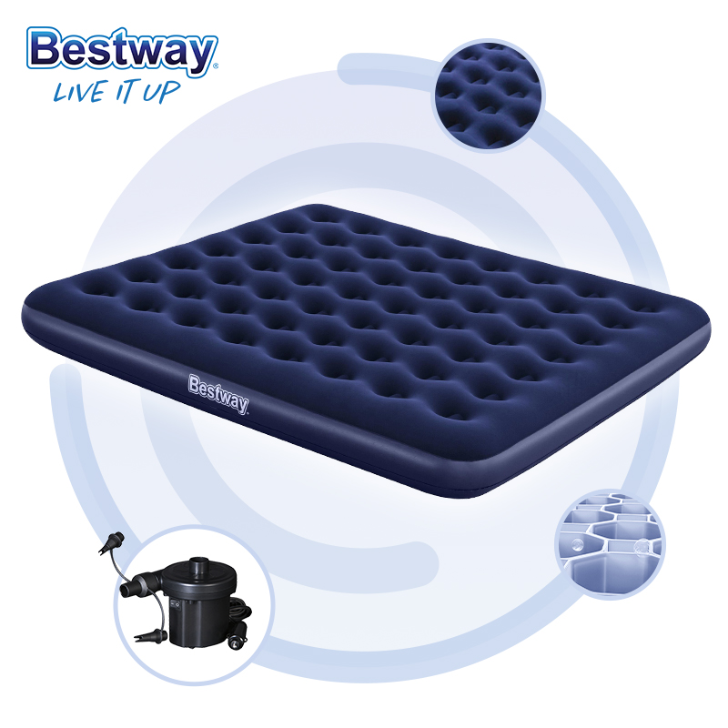 Bestway 67004 2,03 м X 1,83 м X 22 см, Заводская Складная Флокированная надувная кровать, Полноразмерный Матрас, мебель для дома, кемпинга, для поездок в парк