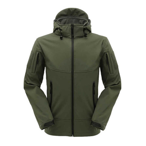 <b>Men's</b> Hooded Softshell <b>Jacket</b> Breathable Waterproof Windproof <b>Lightweight</b> Modern Design with Letter Pattern - Product Image 1