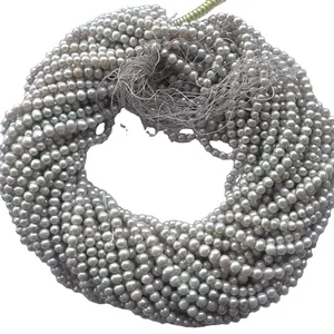 4mm 5mm Natural blanco gris perla de agua dulce cuentas redondas hebra venta al por mayor piedras sueltas proveedor perlas cultivadas para pulsera