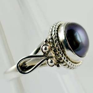 Navya <b>Craft</b> Handmade 925 Sterling Silver Peacock Black Pearl <b>Ring</b> Freshwater June Birthstone Jewelry for Women Boho <b>Ring</b> - Product Image 5